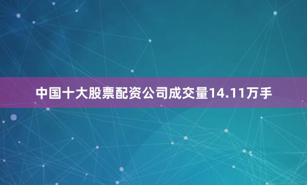 中国十大股票配资公司成交量14.11万手